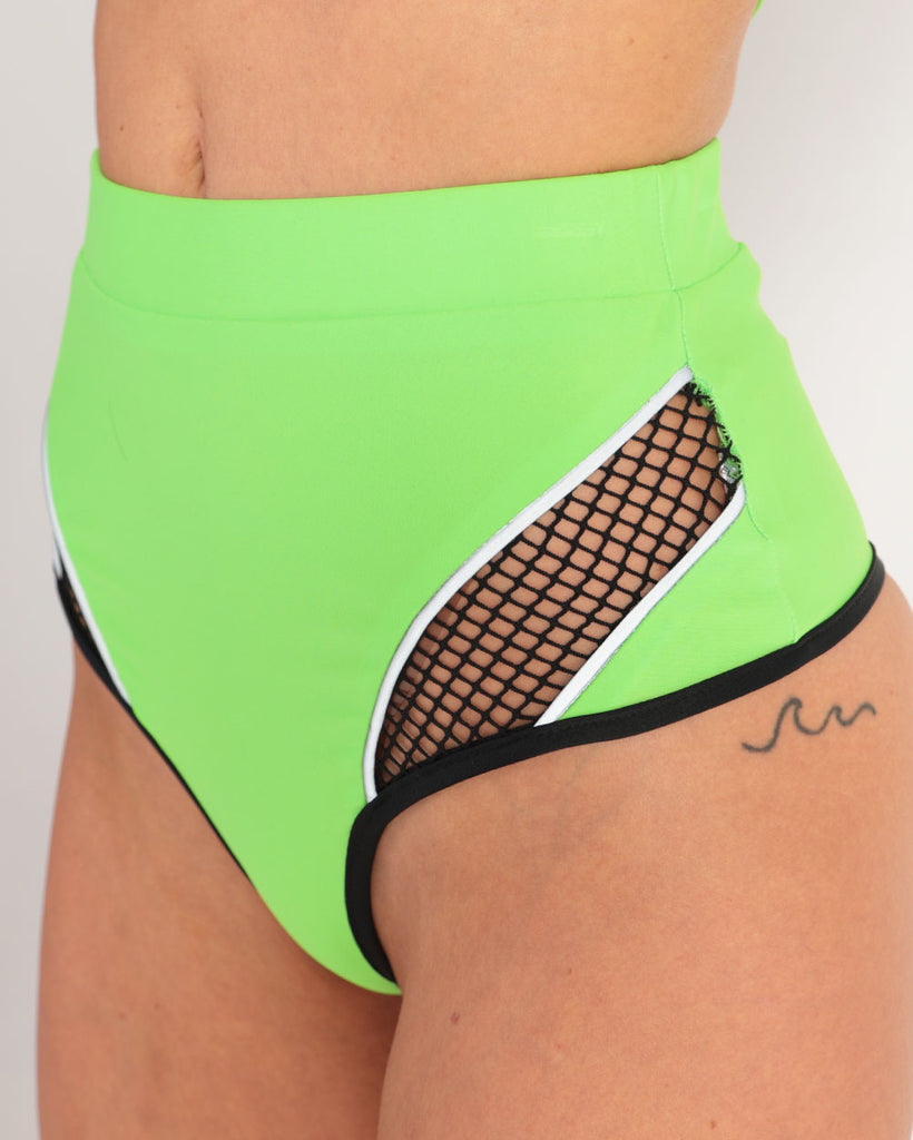 High Frequency Reflective Booty Shorts-Black/Neon Green-Detail