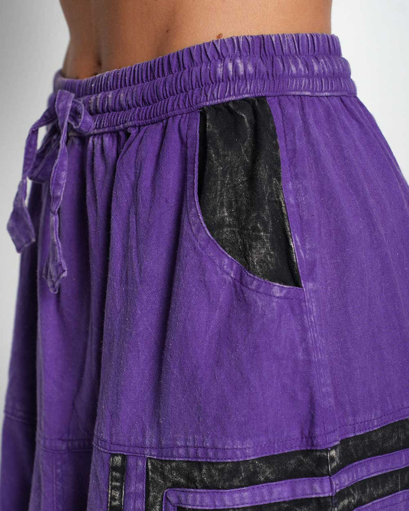 Highly Philosophical Unisex Harem Pants-Black/Purple-Regular-Detail--Liberty---S-M
