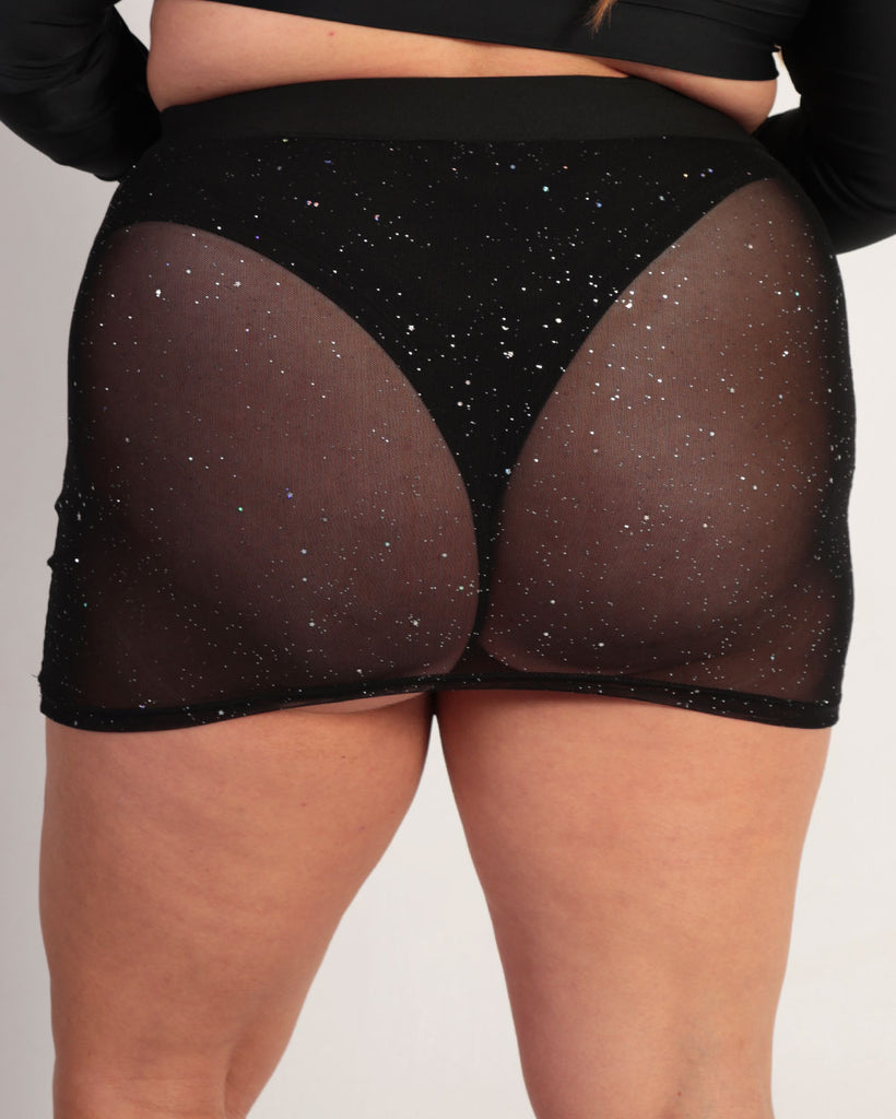 Holo Star Mini Skirt-Curve1-Black-Back--Eleena---1X