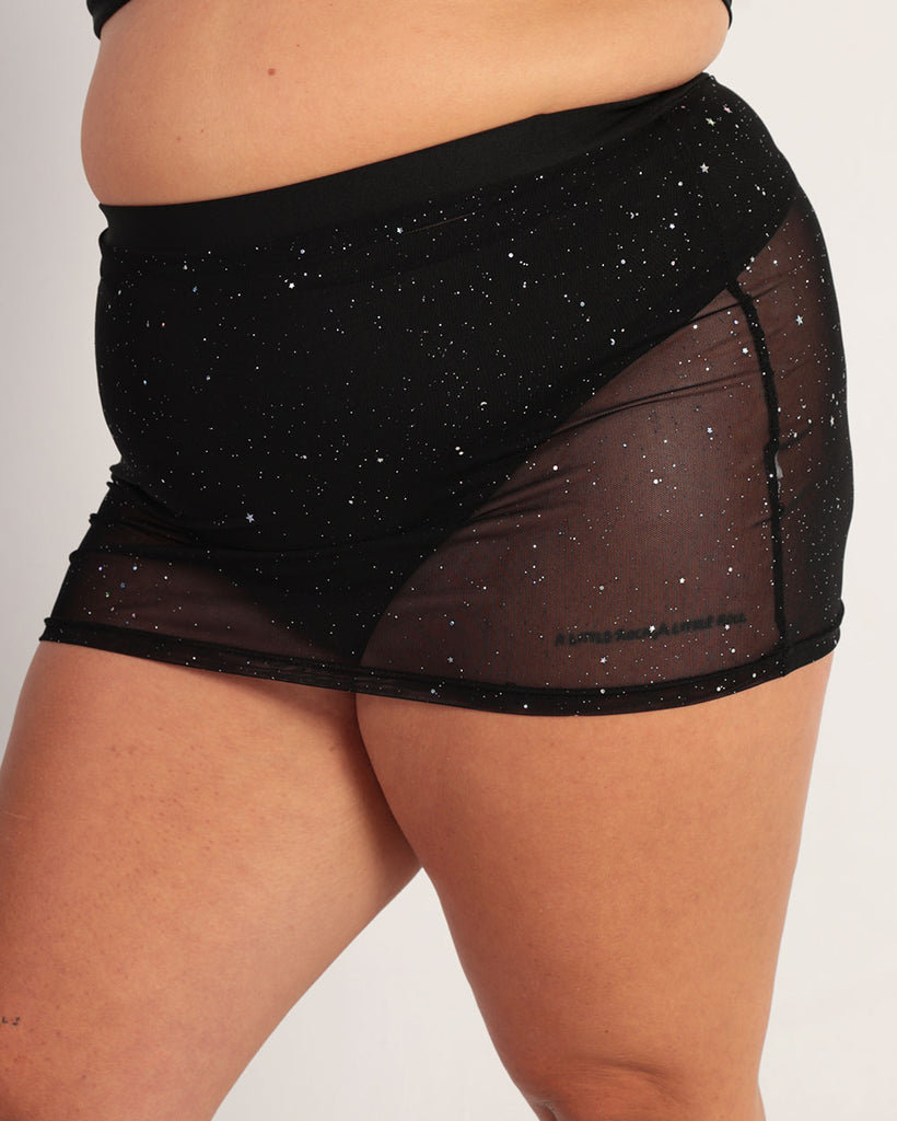 Holo Star Mini Skirt-Curve1-Black-Side--Eleena---1X