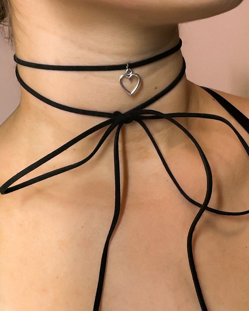 Soft Girl Bowknot Necklace-Black-Regular-Front