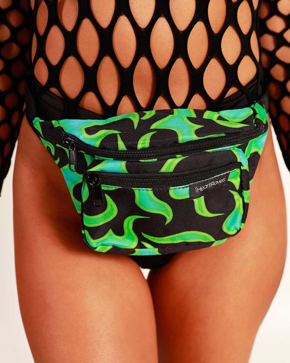 Ignite My Fire Fanny Pack-Black/Green-Front1