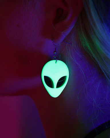 Intruder Alert Neon Alien Earrings