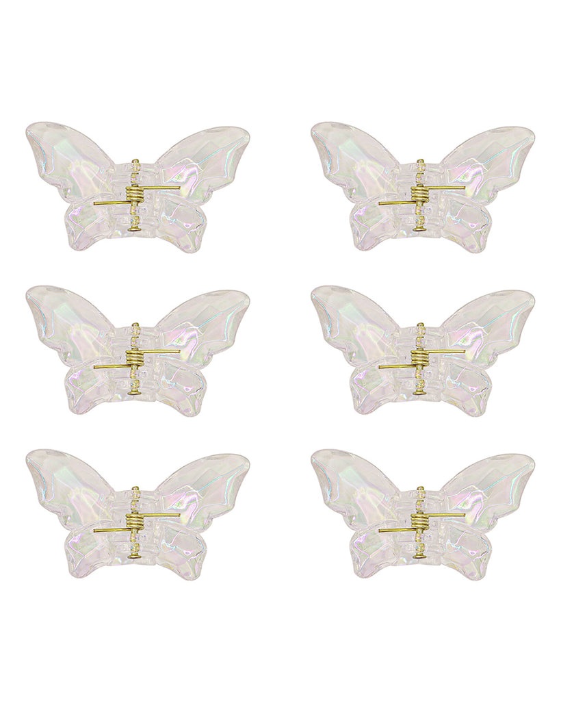 Iridescence Butterfly Hair Claw Clips 6-Pc Set-iridescent-Mock