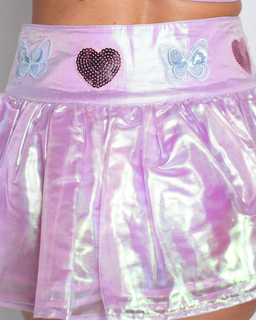 Iridescent Blush Holo Heart Skirt-Baby Pink-Regular-Detail--Liberty---S