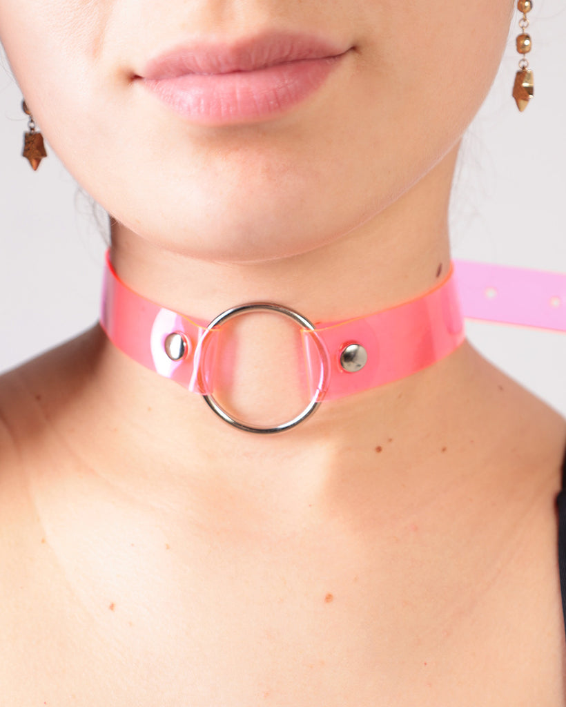 Jelly Neon Choker-Neon Pink-Front