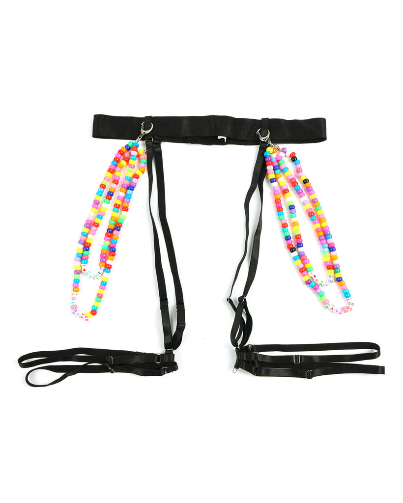 Kandi Kaleidoscope Chain Harness-Black/Rainbow-Mock