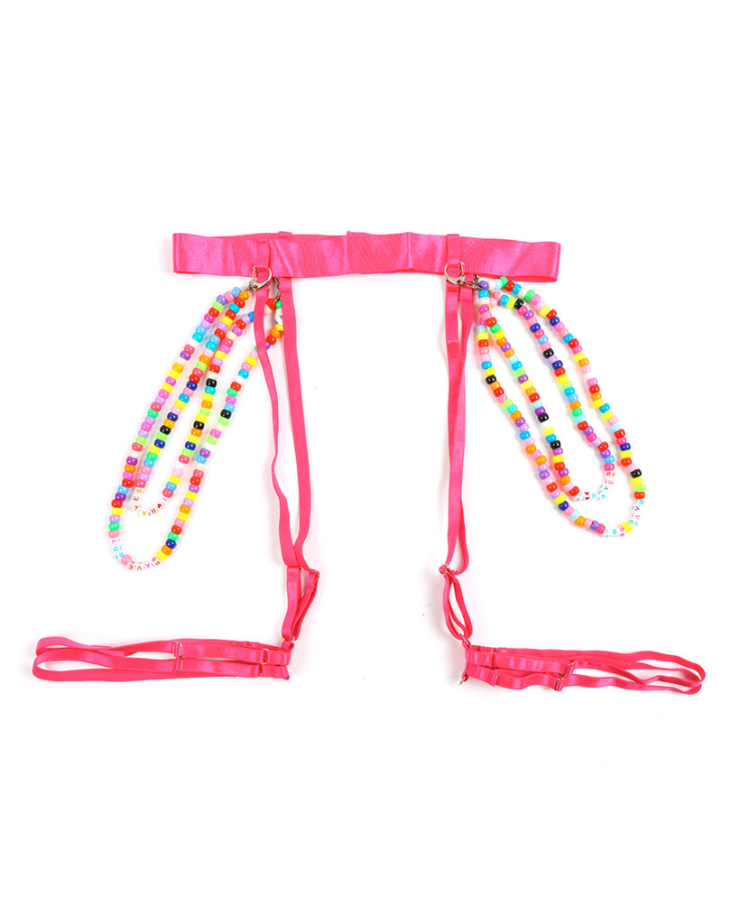Kandi Kaleidoscope Chain Harness-Neon Pink-Flat