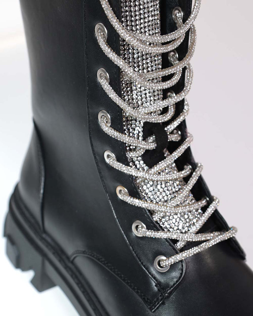 Kandi Kickers Lace Up Boots-Black-Detail