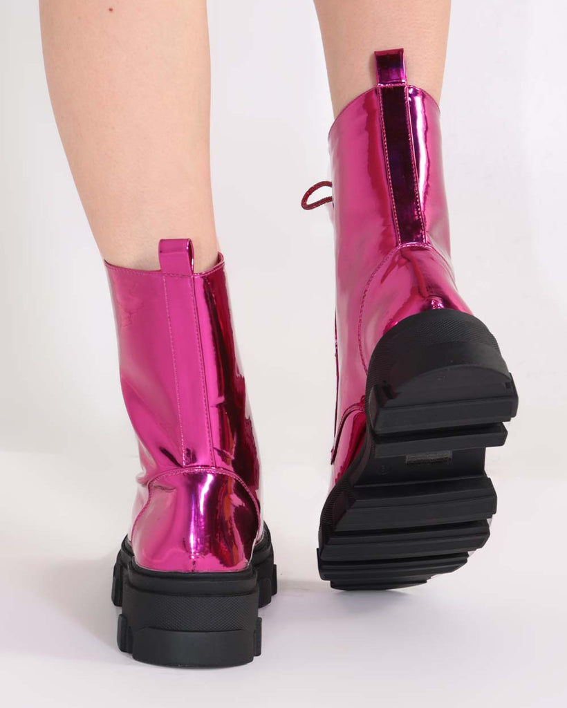 Kandi Kickers Lace Up Boots-Pink-Back