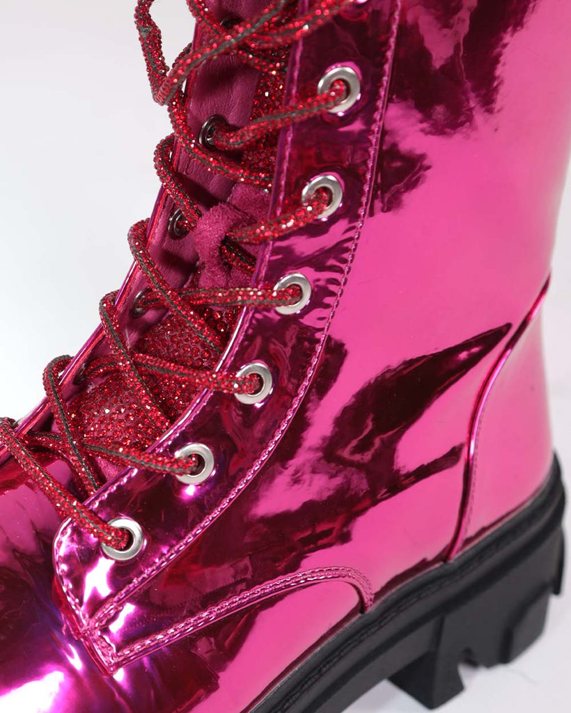 Kandi Kickers Lace Up Boots-Pink-Detail