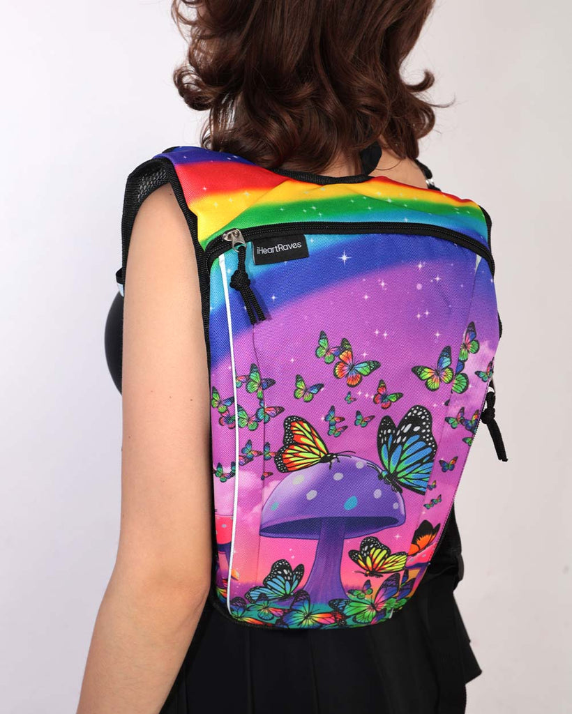 Lost in Wonderland UV Reactive Hydration Pack with Back Pocket for Anti-Theft-Rainbow-Front