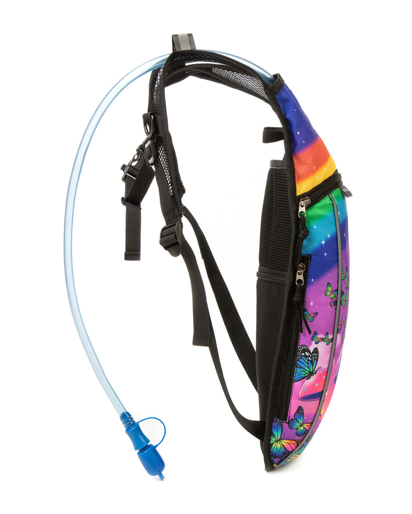 Lost in Wonderland UV Reactive Hydration Pack with Back Pocket for Anti-Theft-Rainbow-Side