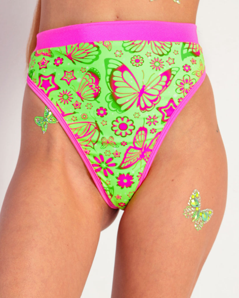 Lunita x iHR Sweet Serendipity Bootylicious Bottoms-Green/Pink-Front--Hannah---S