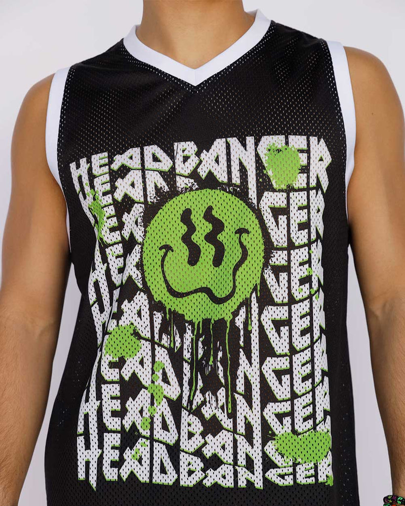 Master Headbanger Basketball Jersey-Black/Green/White-Detail