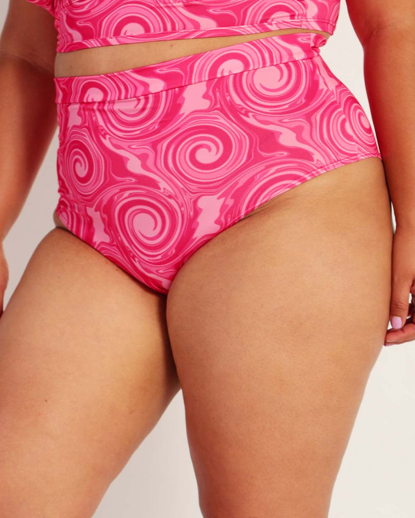 Mellow Flow Booty Shorts-Curve1-Pink-Side--Silvia---1X