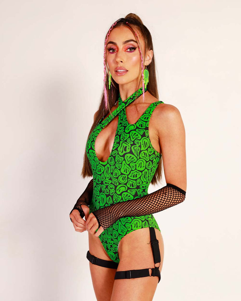 Melty Fantasy Bodysuit-Black/Green-Side--Hannah---S