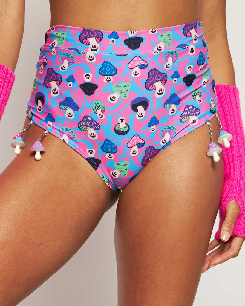 Mushroom Fiesta Bottoms with Charms-Blue/Green/Pink-Regular-Front--Courtney---S