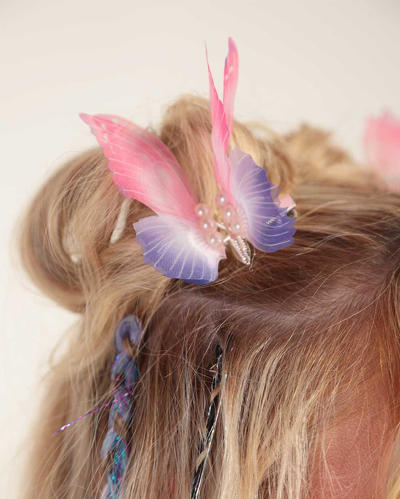 Mystical Wings Butterfly Hair Clip-Pink/Purple-Detail