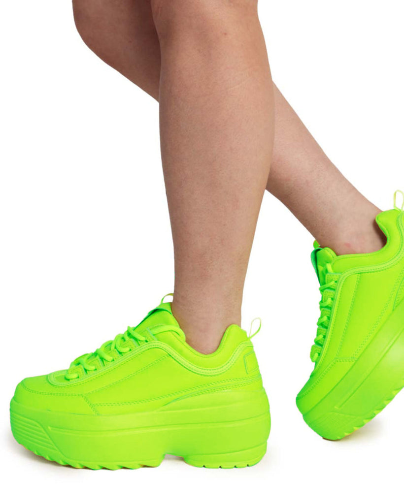 Neon Realness Platform Sneakers-Neon Green-Regular-Side--Model---7