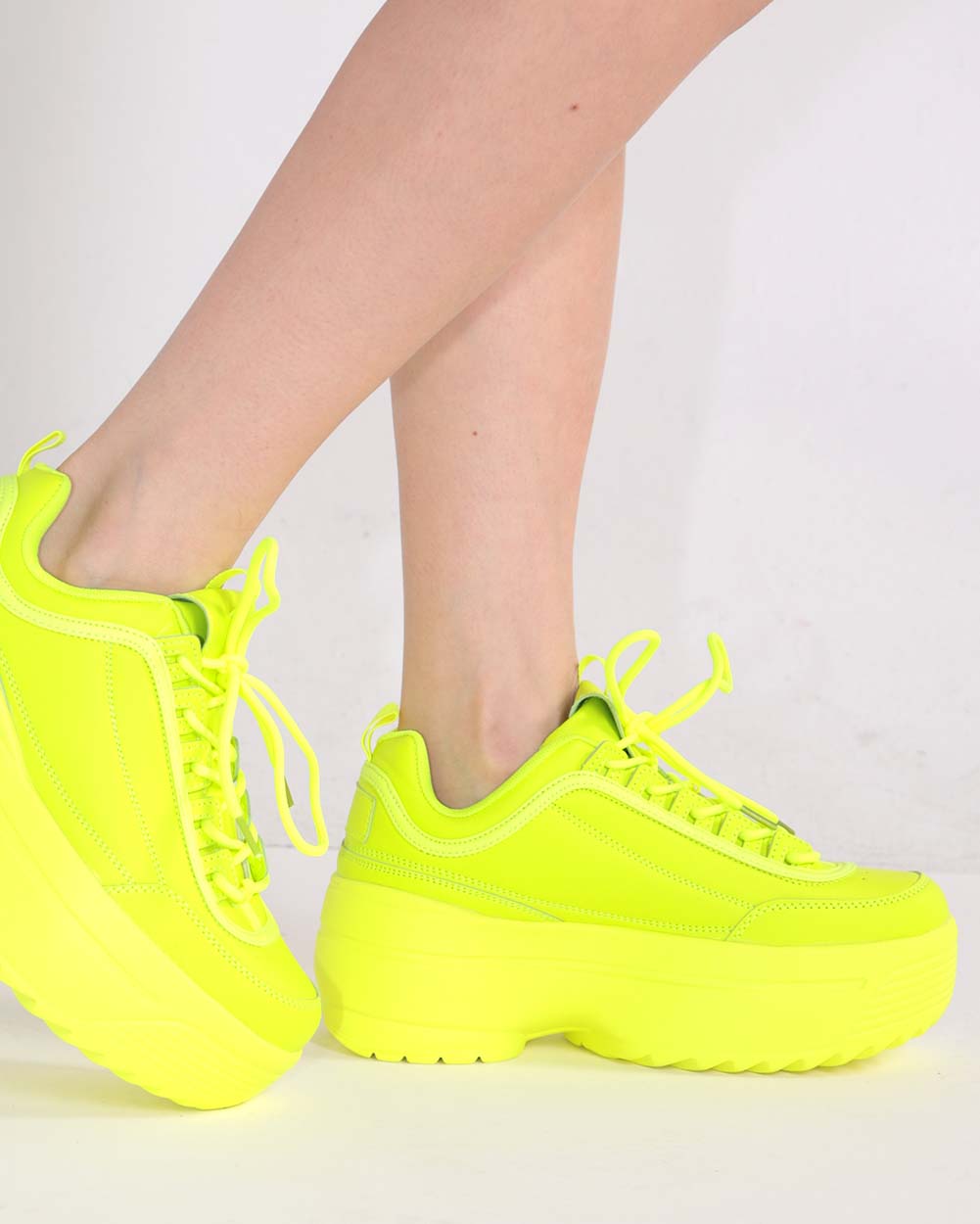 Neon Realness Platform Sneakers-Neon Yellow-Side
