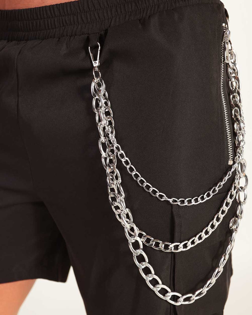 Nightcrawler Men's Shorts w/ Chain-Black-Detail