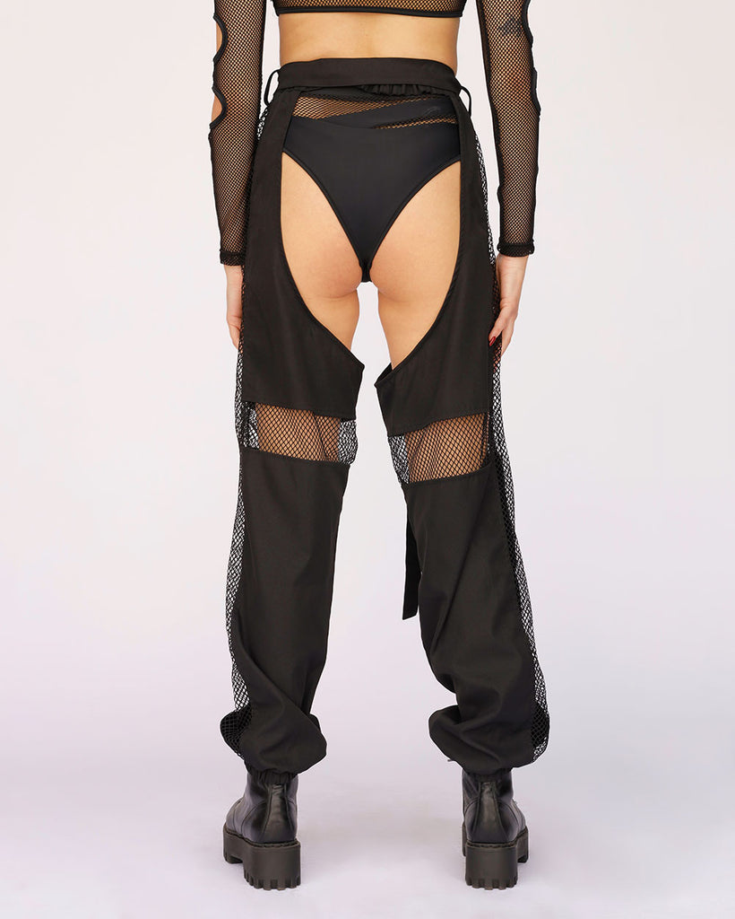 Nocturnal Nature Fishnet Chaps-Black-Back--Bethany---S