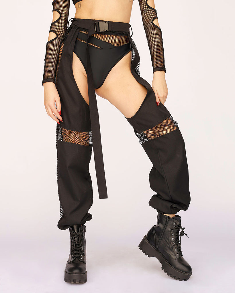 Nocturnal Nature Fishnet Chaps-Black-Front--Bethany---S