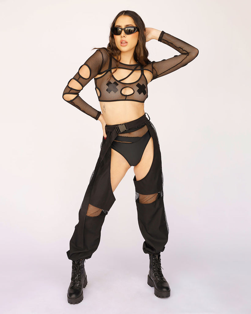 Nocturnal Nature Fishnet Chaps-Black-Full--Bethany---S