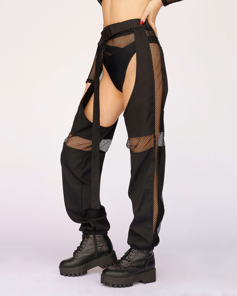 Nocturnal Nature Fishnet Chaps-Black-Side--Bethany---S