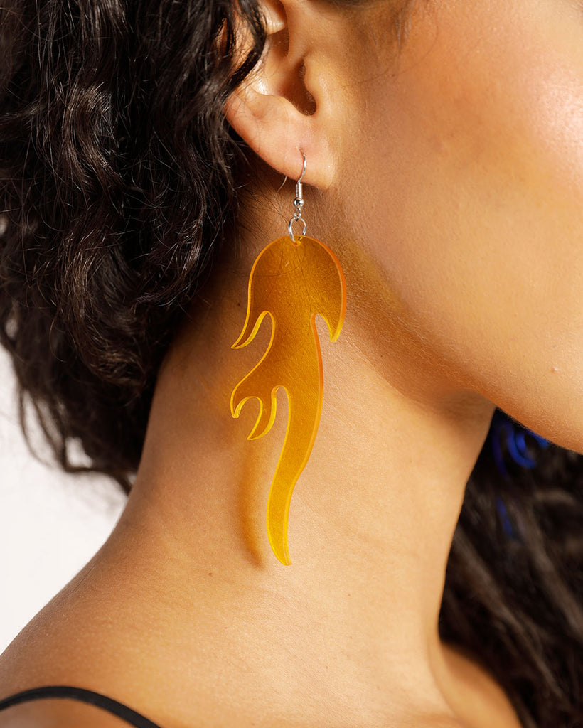 Orange Old Flame Earrings-Orange-Side