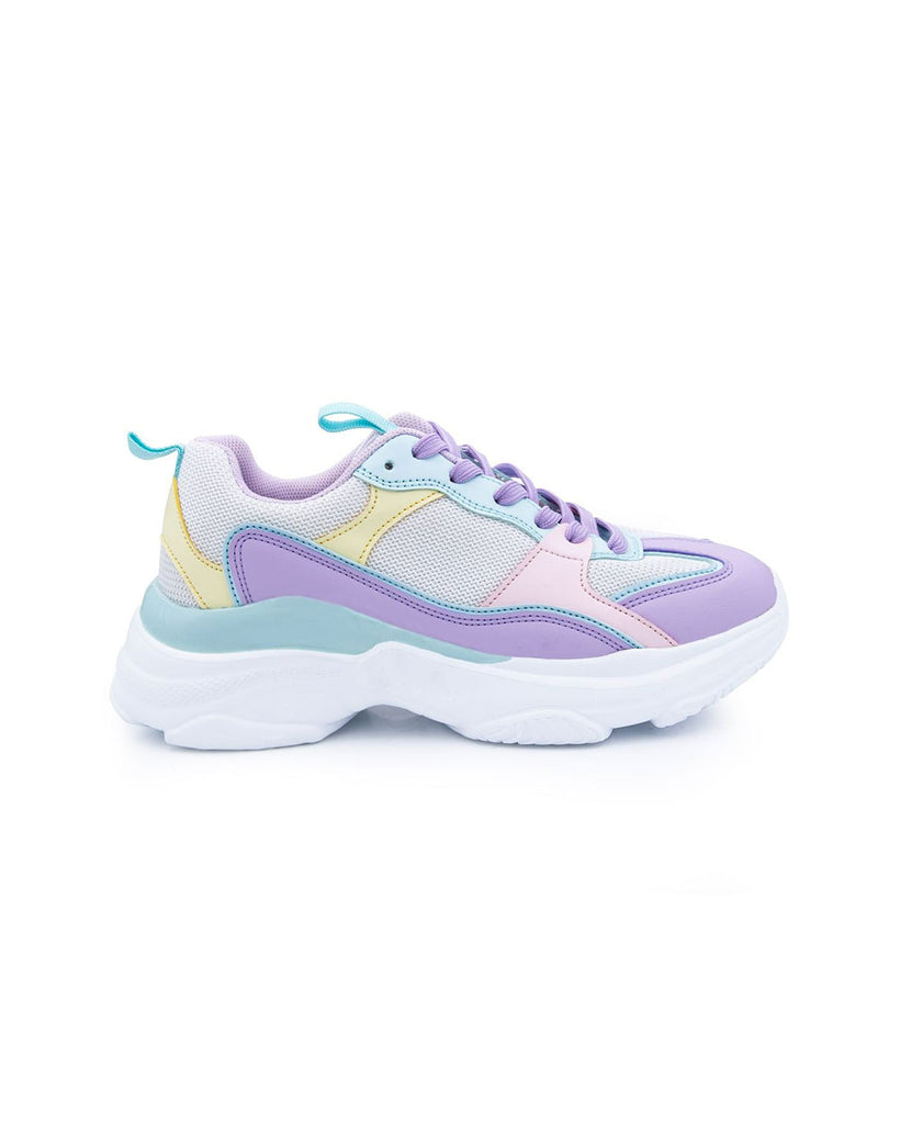 Pastel Pop Platform Sneakers-Purple-Front
