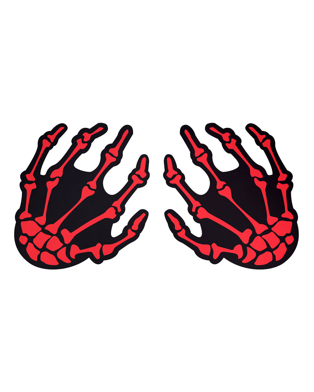 Pastease Bloody Skeletal Hands Nipple Pasties-Black/Red-Full