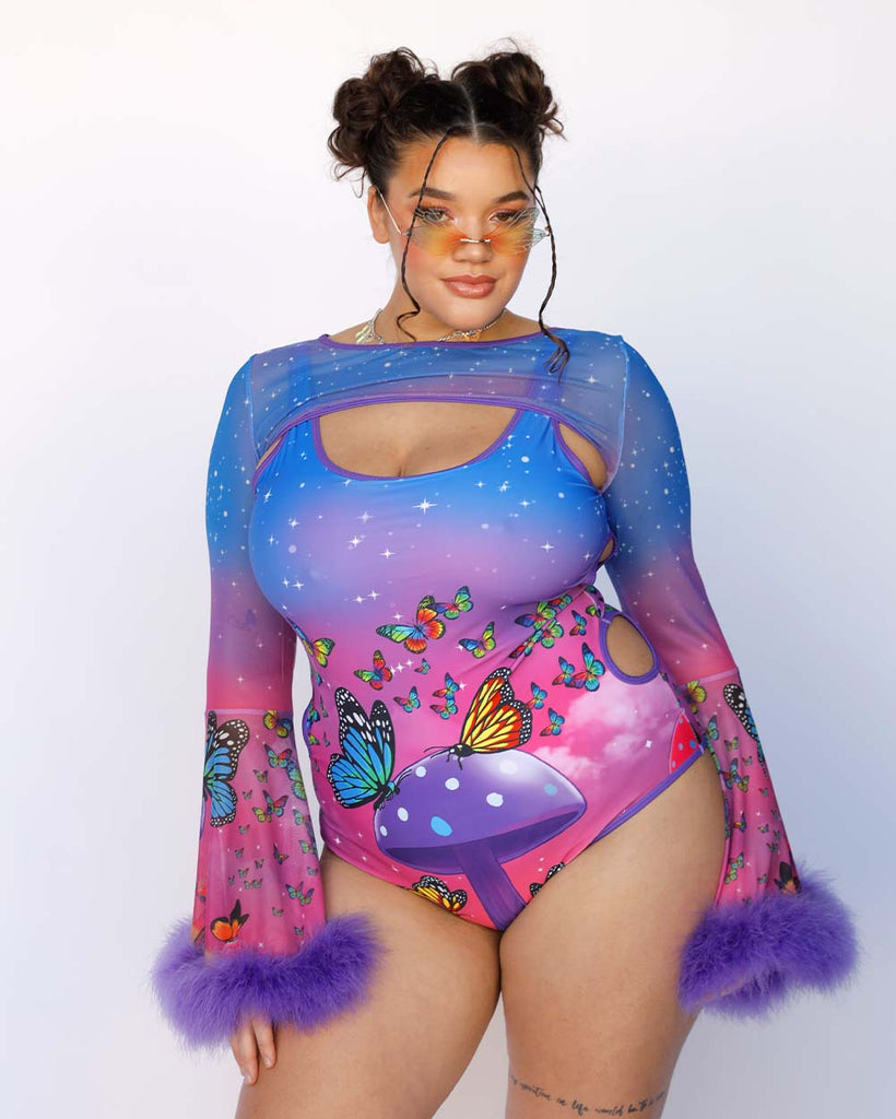 Psychedelic Paradise Rainbow Ultra Crop Top-Rainbow-Curve1-Front--Makayla3---1X