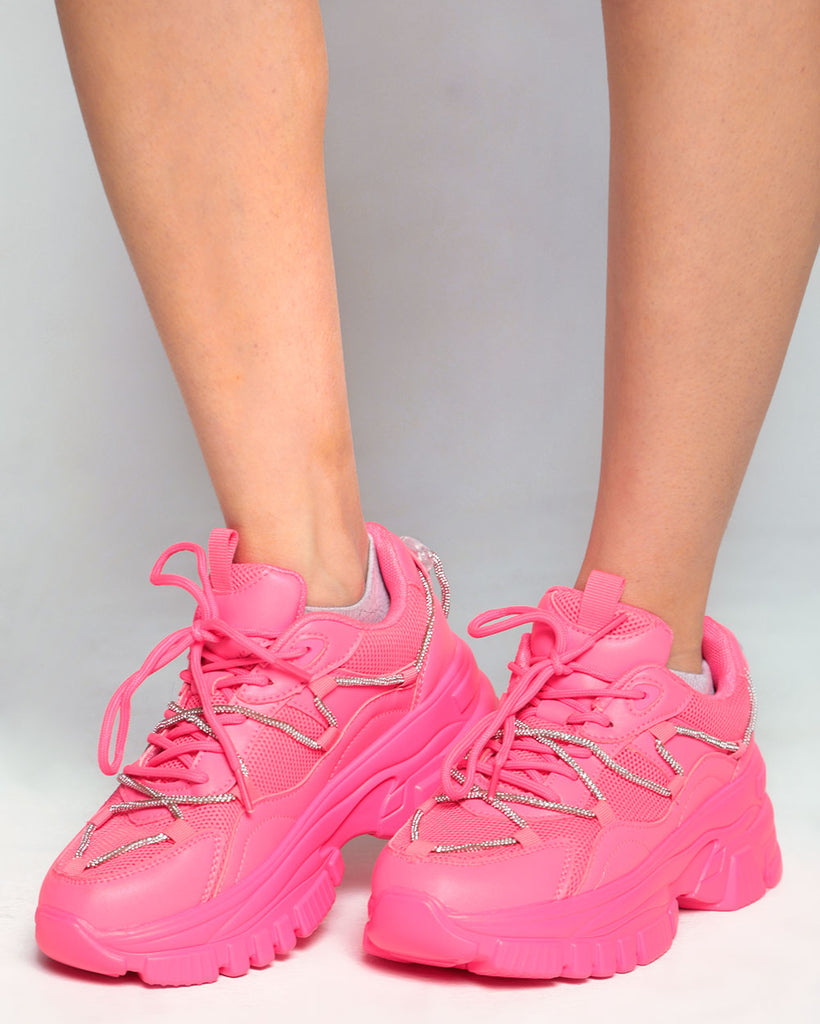 Quantum Leap Platform Sneakers-Hot Pink-Regular-Front--Model---5