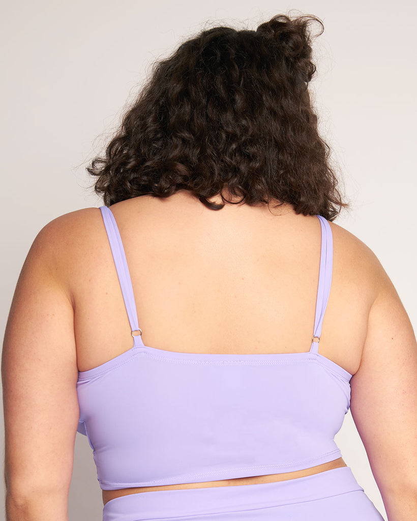 Rave Revolution Recycled Fabric Cutout Halter Top-Lavender-Curve1-Back--Makayla3---1X