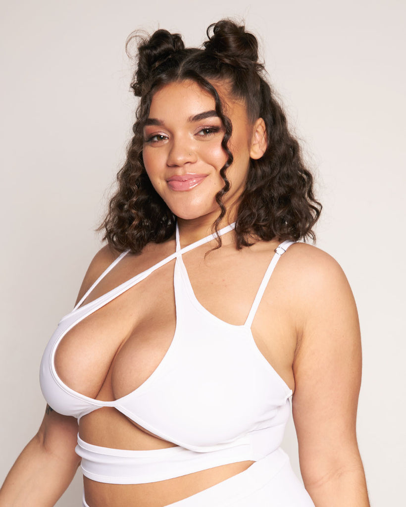 Rave Revolution Recycled Fabric Cutout Halter Top-White-Curve1-Side--Makayla3---1X