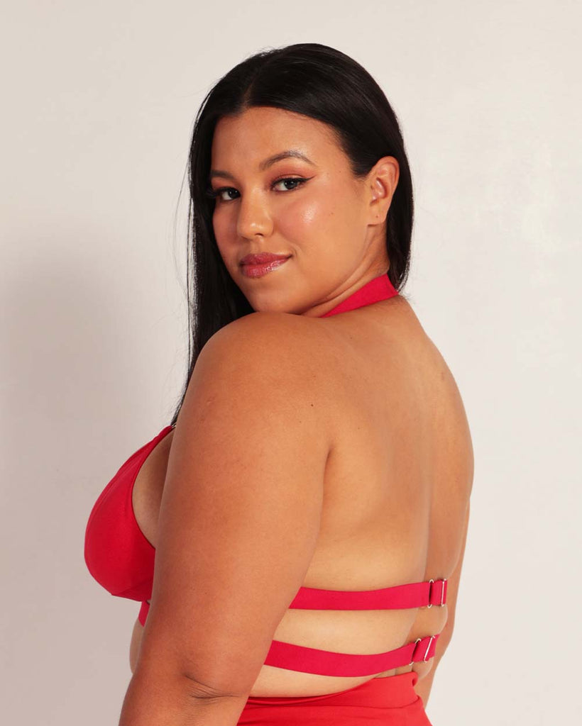 Red Alert O-Ring Halter Top-Curve1-Red-Back--Silvia---1X