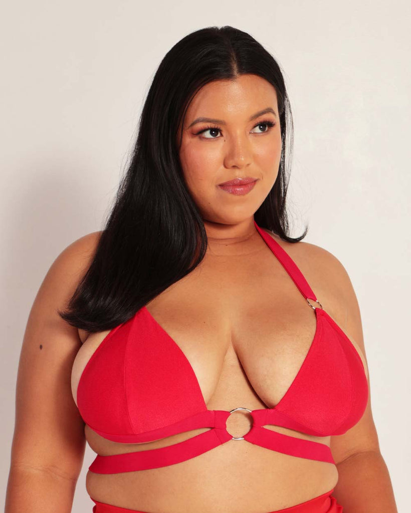 Red Alert O-Ring Halter Top-Curve1-Red-Front--Silvia---1X