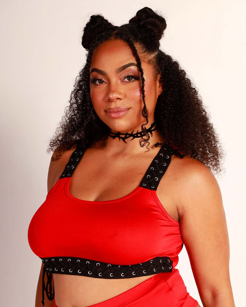 Red Hot Raver Bra Top-Curve1-Black/Red-Side--Chanice---1X