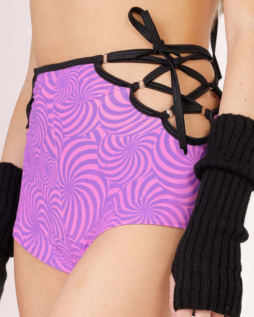 Rolita Couture x iHR Super Wonky Venom Lace Up Bottoms-Pink/Purple-Side--Lex---S