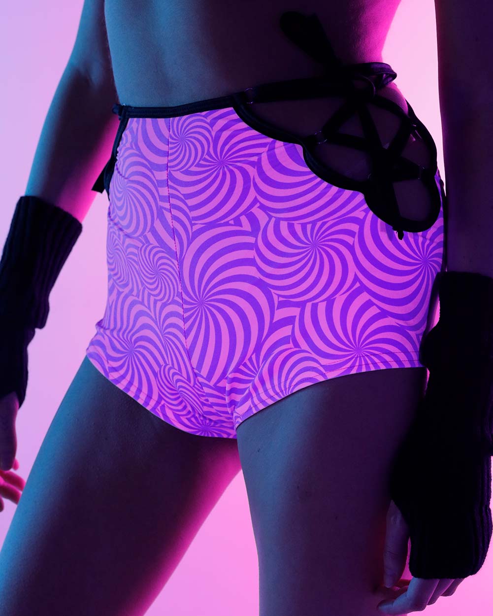Rolita Couture x iHR Super Wonky Venom Lace Up Bottoms-Pink/Purple-UV--Lex---S
