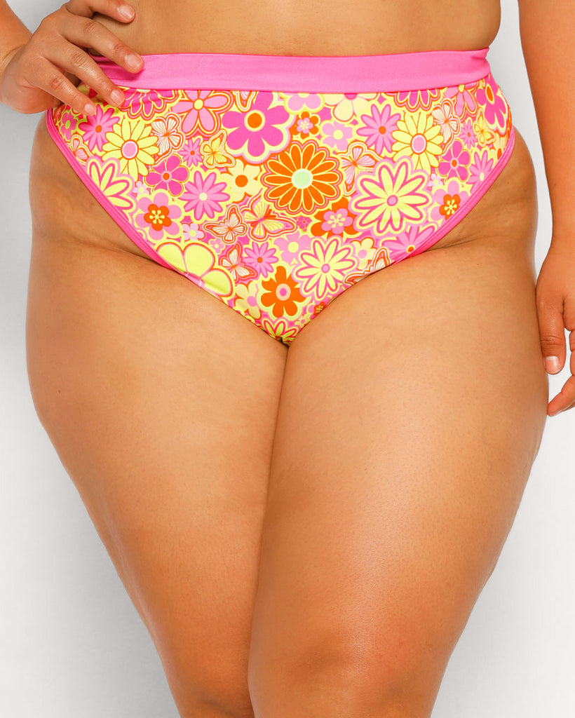 Rolita Couture x iHR Floral Frenzy Bootylicious Bottoms-Pink/Yellow-Curve1-Front--Silvia---2XL