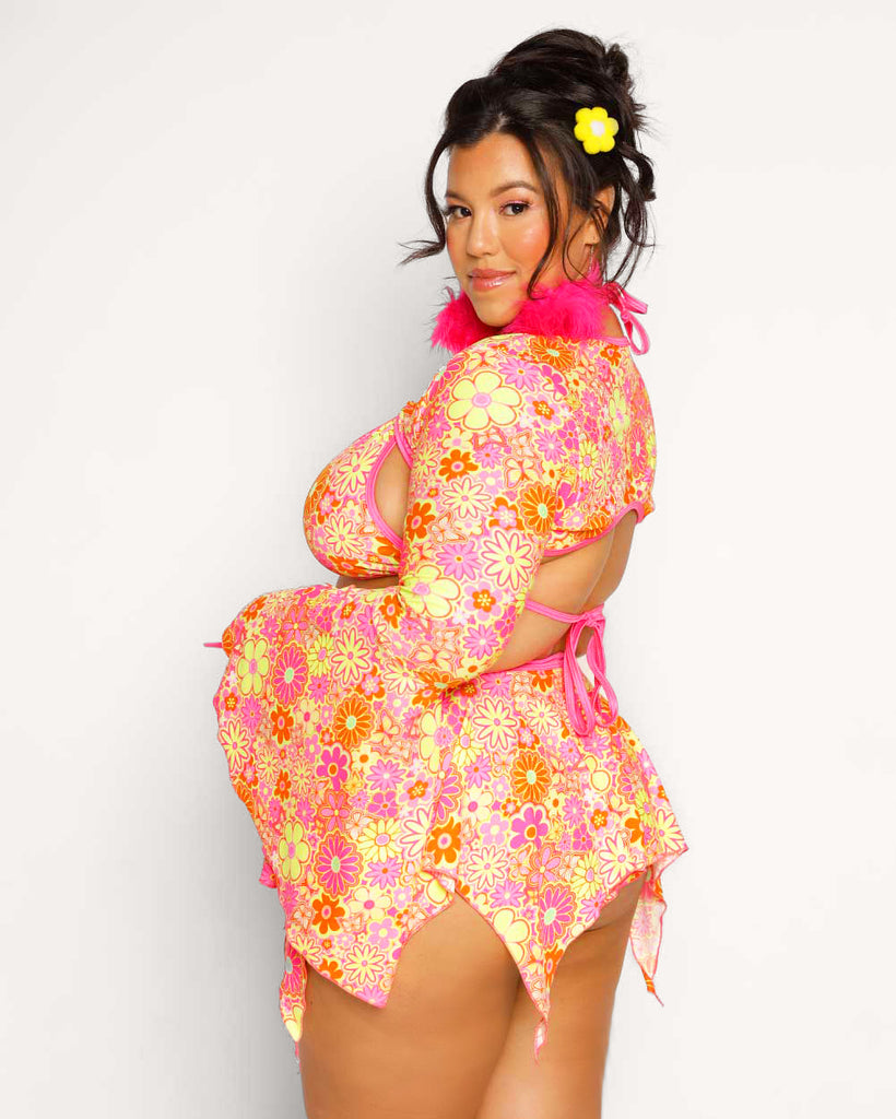 Rolita Couture x iHR Floral Frenzy Enchanted Shrug-Pink/Yellow-Curve1-Back--Silvia---2XL