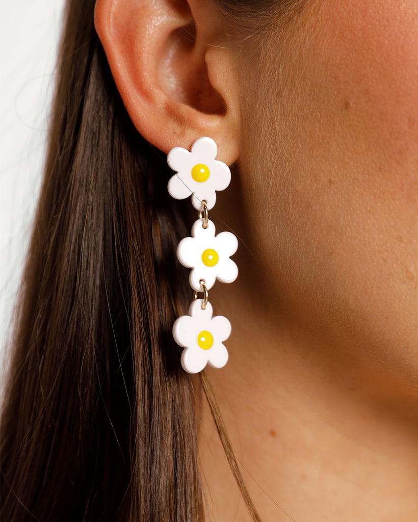 Secret Garden Daisy Earrings-White-Regular-Frontt--Sarah2---S