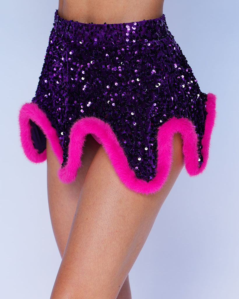 Sequin Skies Marabou Mini Skirt-Pink/Purple-Regular-Side--Liberty---S