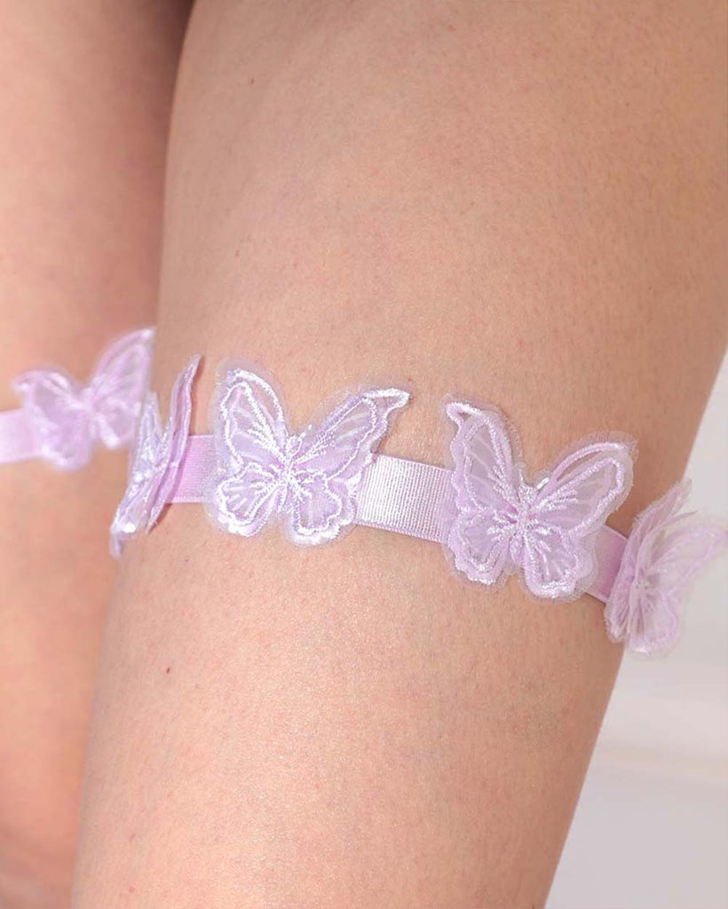 Set Me Free Butterfly Leg Garters Pair-Lavender-Regular-Detail--Model---S