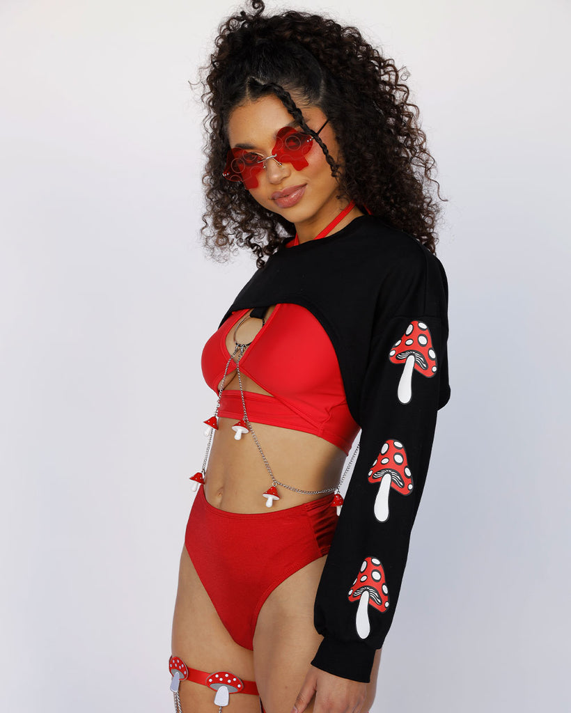 Shroom Time Ultra Crop Top-Black/Red/White-Side--Quinn---S