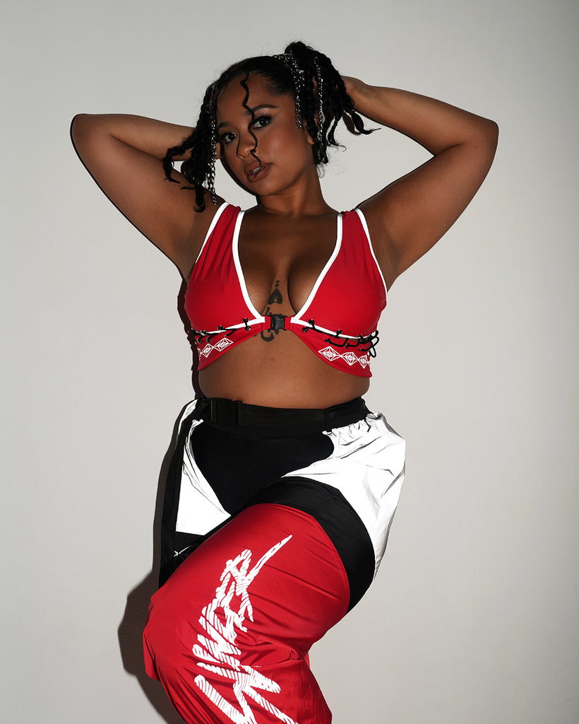 SLANDER x iHR Electric Edge Reflective Lace Up Top-Red-Curve1-Reflective--Cassie---1X