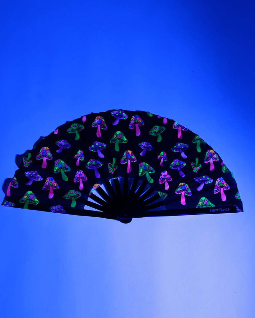 Space Spores 2.0 UV Reactive Hand Fan-Black/Green/Pink/Purple-UV